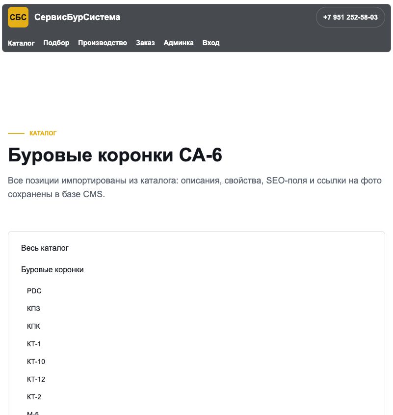 Bursistema.ru: каталог бурового инструмента и CMS для заявок